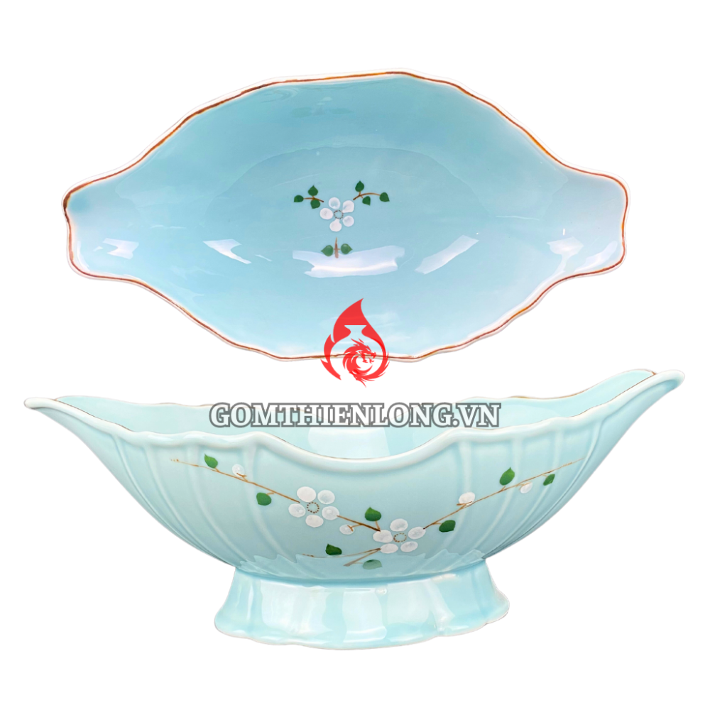 Bát Đựng Gà Cúng Xanh Ngọc Đào Trắng 230932
