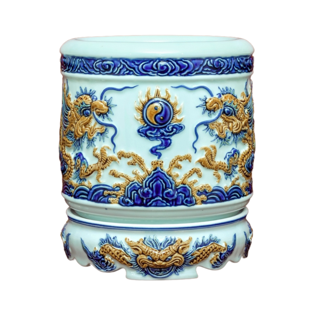 Bát Hương Bát Tràng Men Ngọc Đắp Nổi 040723