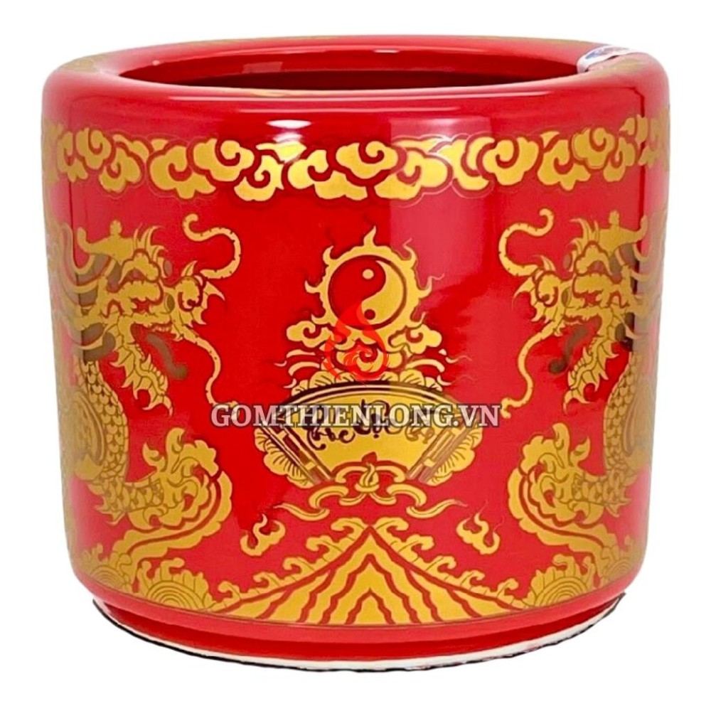 Bát Hương Màu Đỏ In Rồng 231022