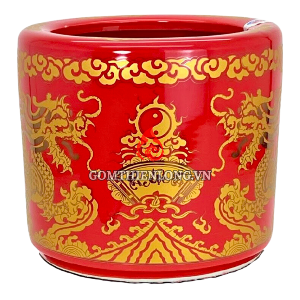 Bát Hương Màu Đỏ In Rồng 231022