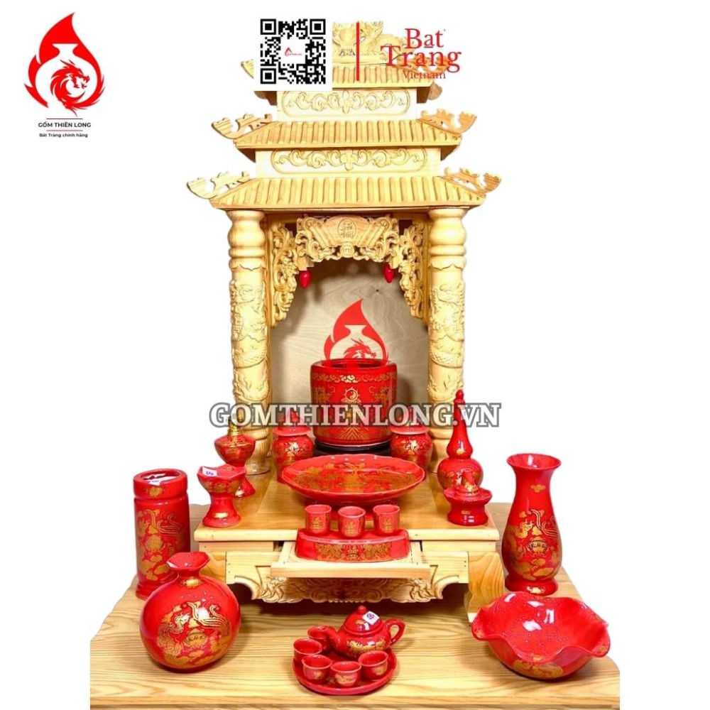Bát Hương Màu Đỏ In Rồng 231022