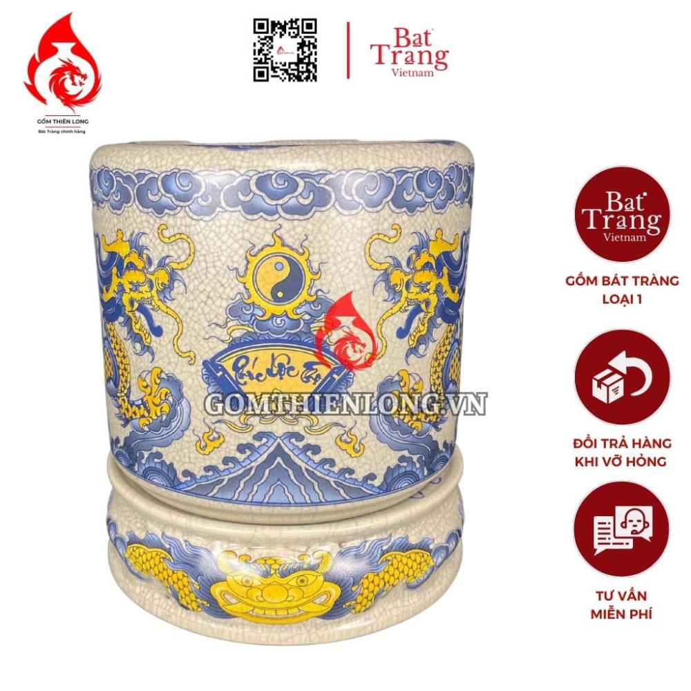 Bát Hương Men Rạn In Rồng 231021