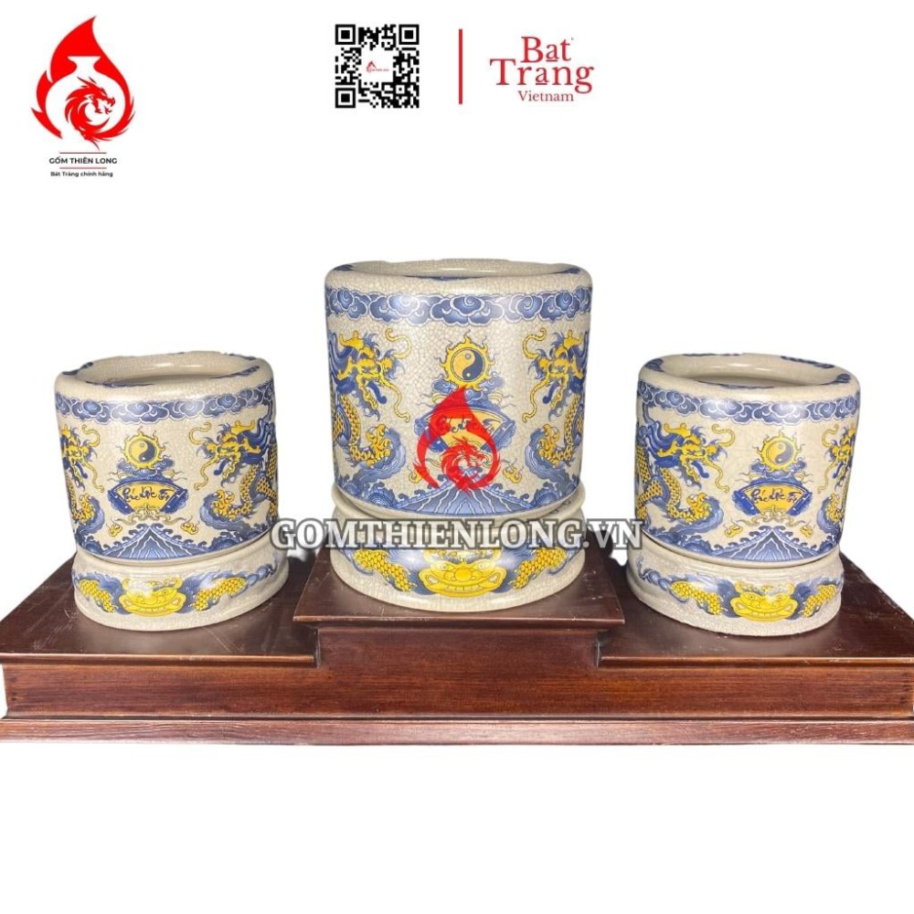 Bát Hương Men Rạn In Rồng 231021