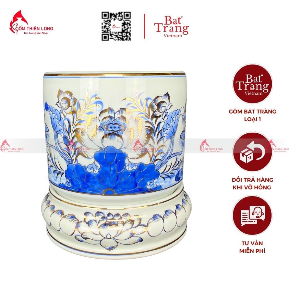 Bát Hương Vẽ Vàng Hoa Sen S230723