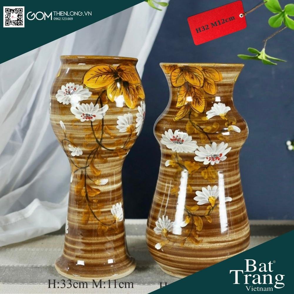 Bình Cắm Hoa Men Mộc Nâu Đất