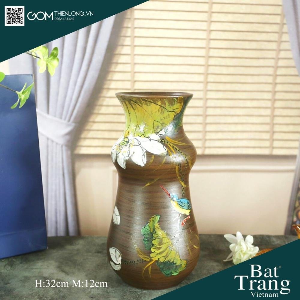 Bình Cắm Hoa Men Mộc Nâu Gốm 226000