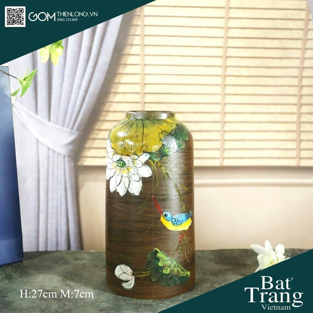 Bình Cắm Hoa Men Mộc Nâu Gốm 226000