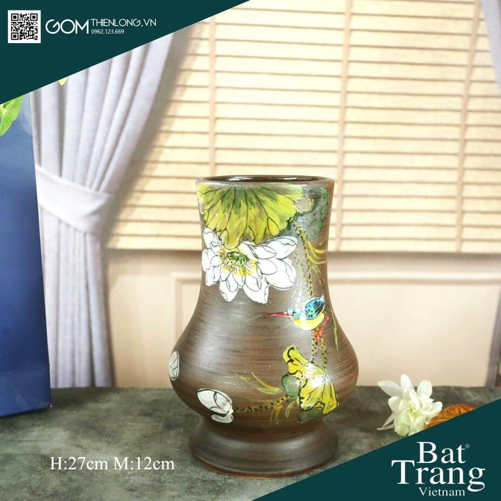 Bình Cắm Hoa Men Mộc Nâu Gốm 226000