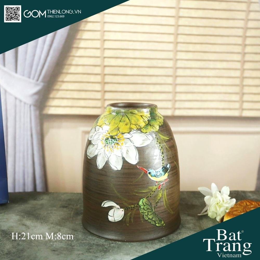 Bình Cắm Hoa Men Mộc Nâu Gốm 226000