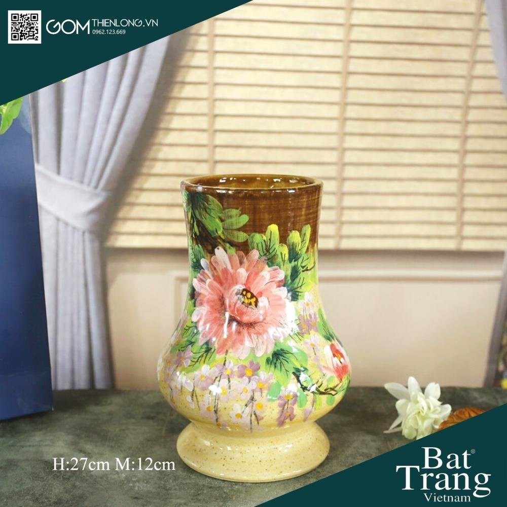 Bình Cắm Hoa Men Mộc Nâu Vàng 226001