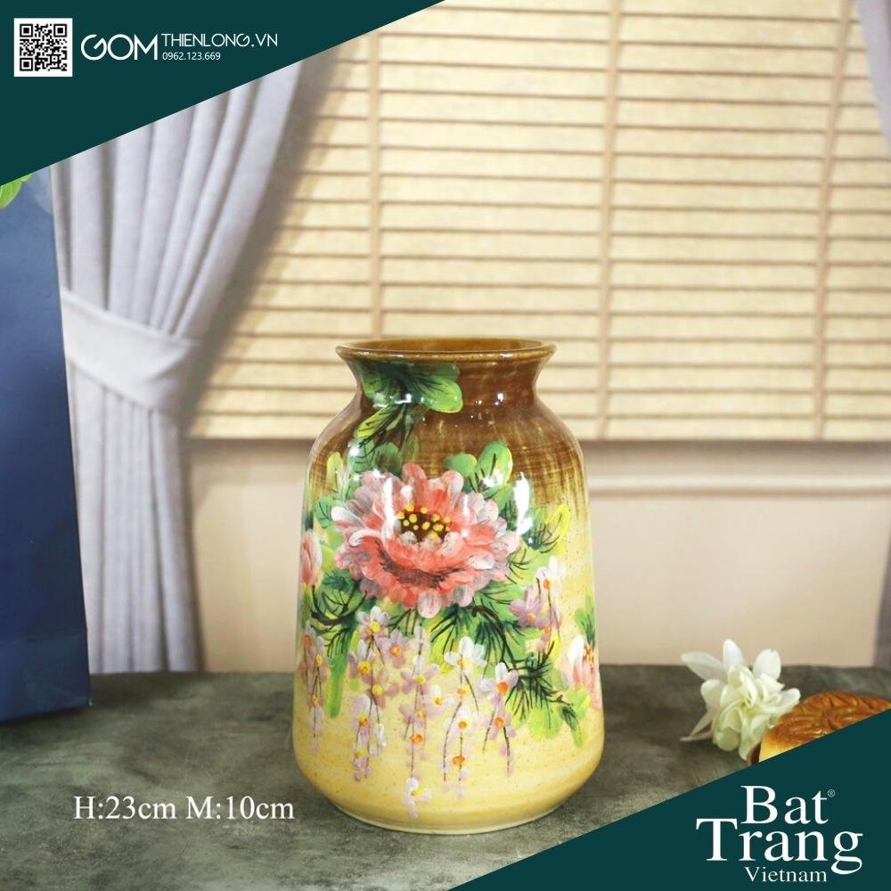 Bình Cắm Hoa Men Mộc Nâu Vàng 226001