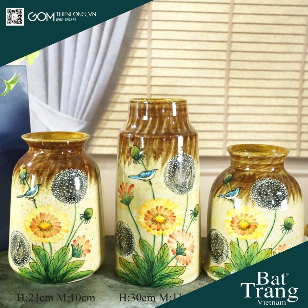 Bình Cắm Hoa Men Mộc Nâu Vàng 226001