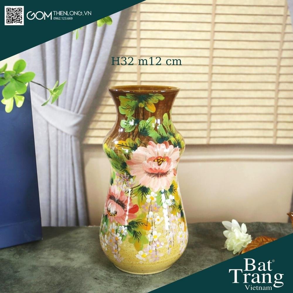 Bình Cắm Hoa Men Mộc Nâu Vàng 226001