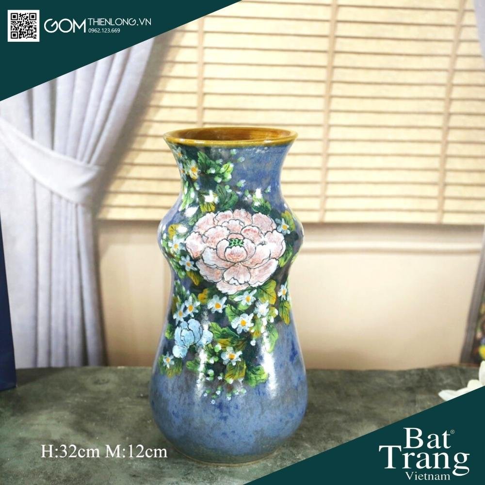 Bình Cắm Hoa Men Mộc Xanh Vân Lam