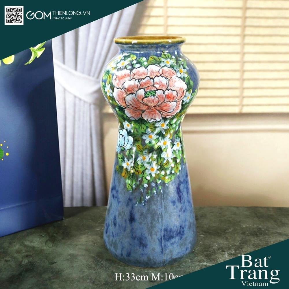 Bình Cắm Hoa Men Mộc Xanh Vân Lam