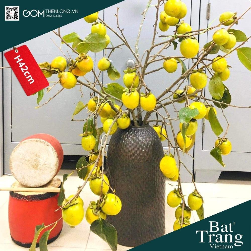 Bình Cắm Hoa Nghệ Thuật Dáng Chuông Nâu Đen Gốm 226100