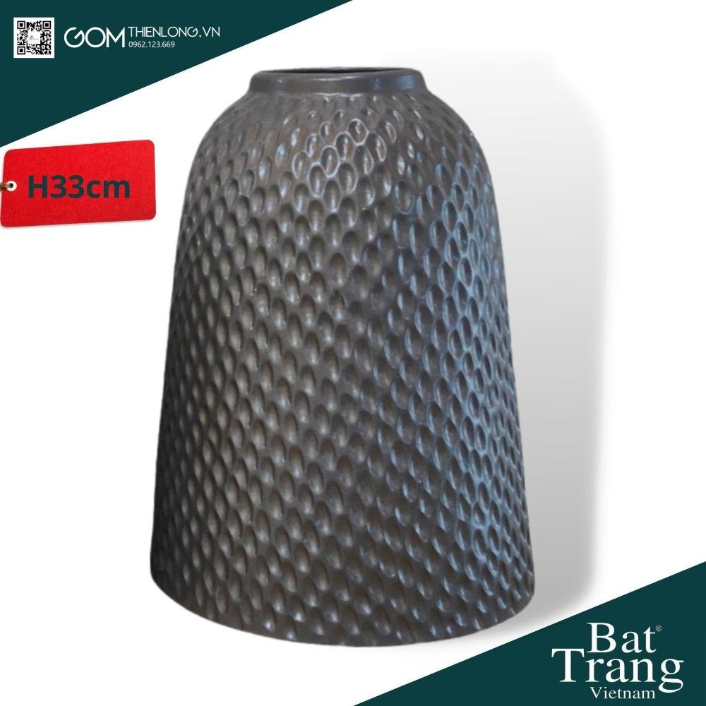 Bình Cắm Hoa Nghệ Thuật Dáng Chuông Nâu Đen Gốm 226100