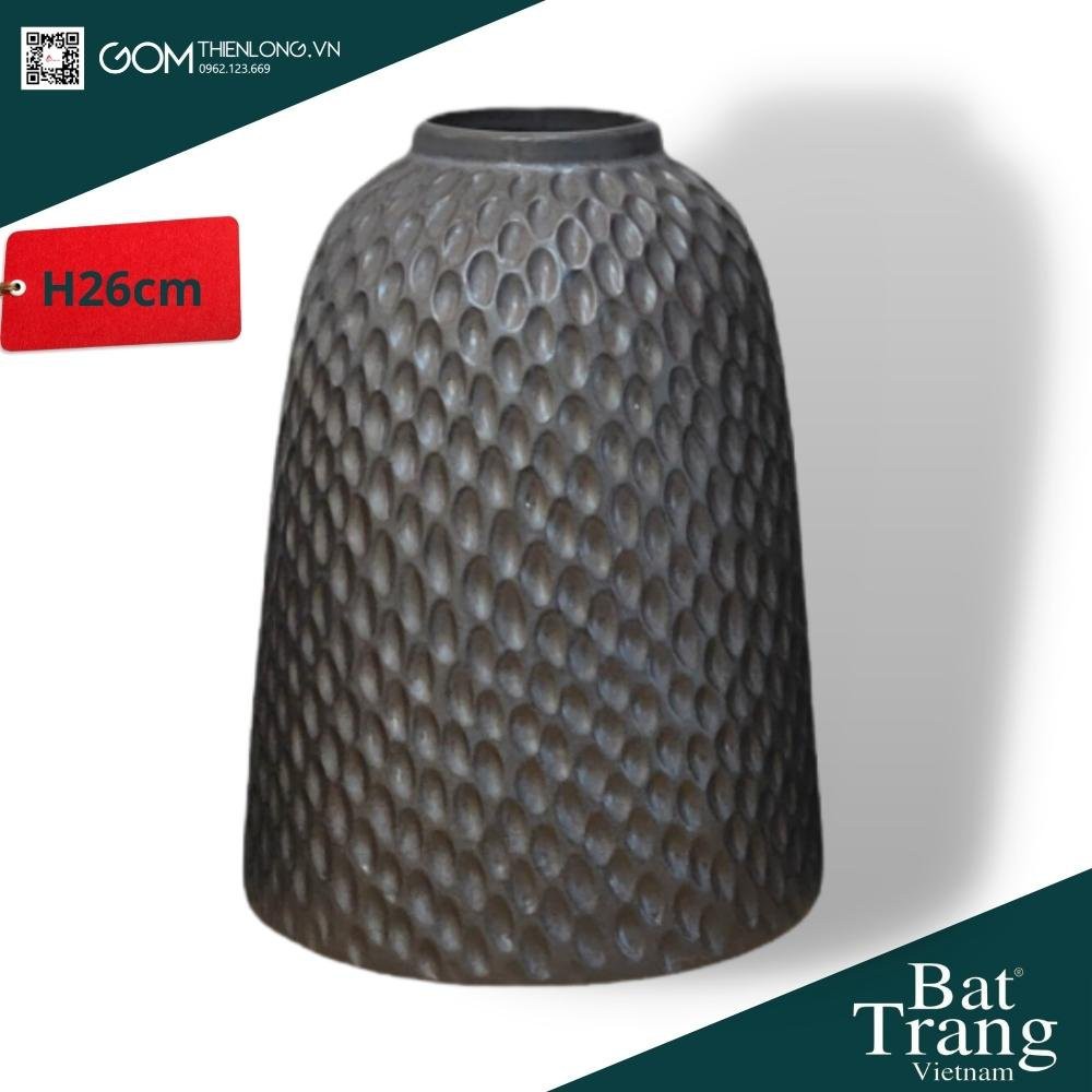 Bình Cắm Hoa Nghệ Thuật Dáng Chuông Nâu Đen Gốm 226100