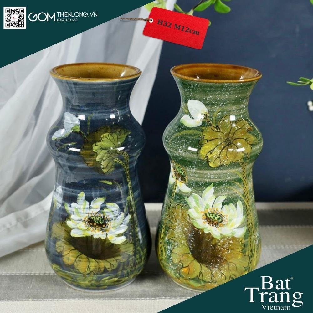 Bình Cắm Hoa Men Ganh Xanh Rêu 226005