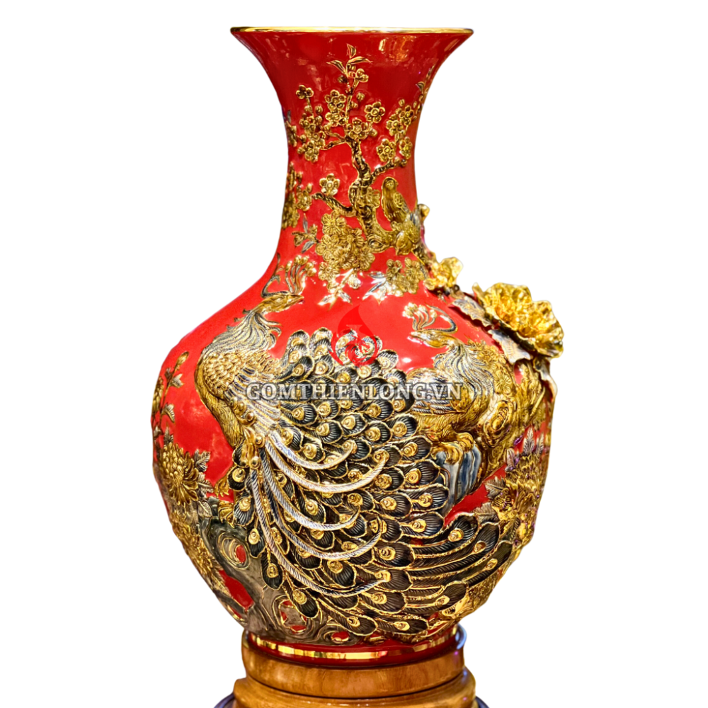 Bình Củ Tỏi Bát Tràng Màu Đỏ Công Hoa Phú Quý 231176