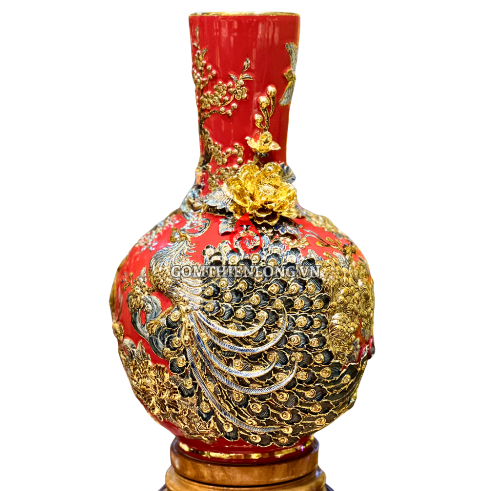 Bình Củ Tỏi Bát Tràng Màu Đỏ Công Hoa Phú Quý 231170