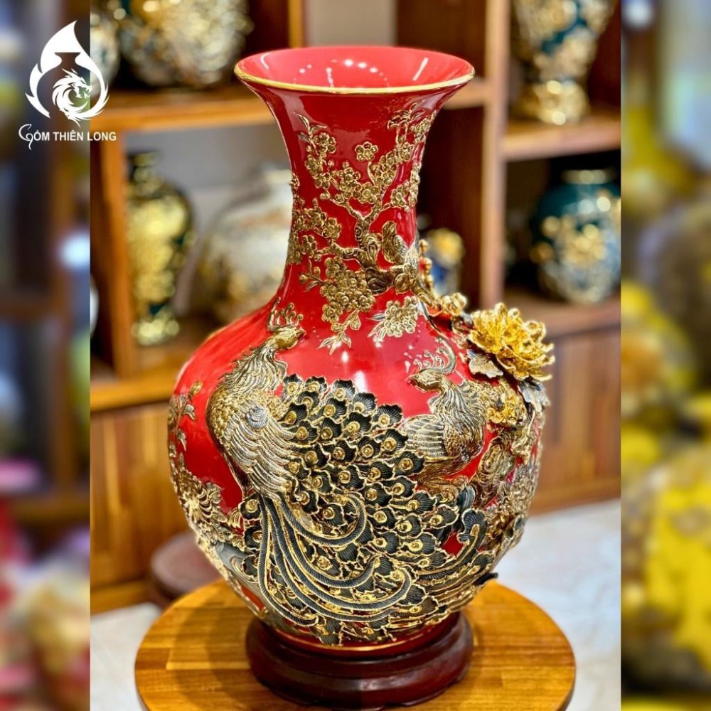 Bình Củ Tỏi Bát Tràng Màu Đỏ Công Hoa Phú Quý 231176