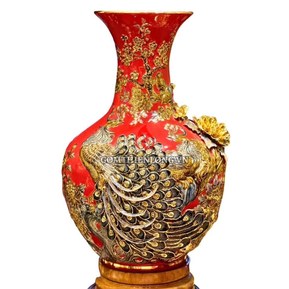 Bình Củ Tỏi Bát Tràng Màu Đỏ Công Hoa Phú Quý 231176