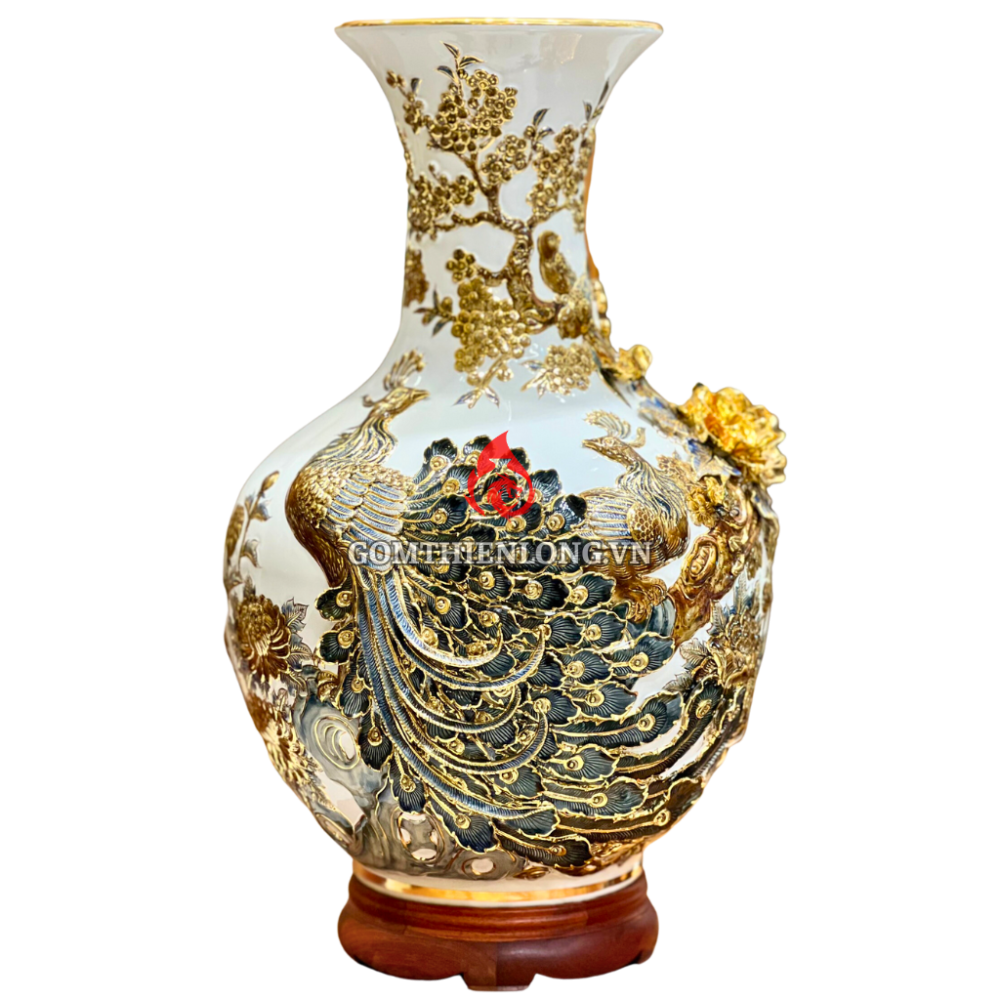 Bình Củ Tỏi Bát Tràng Màu Trắng Công Hoa Phú Quý 231181