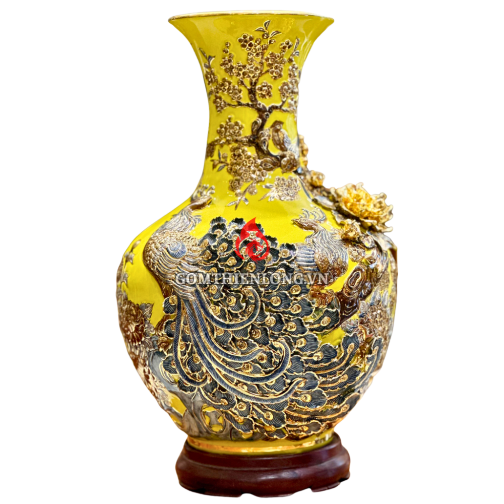 Bình Củ Tỏi Bát Tràng Màu Vàng Công Hoa Phú Quý 231177