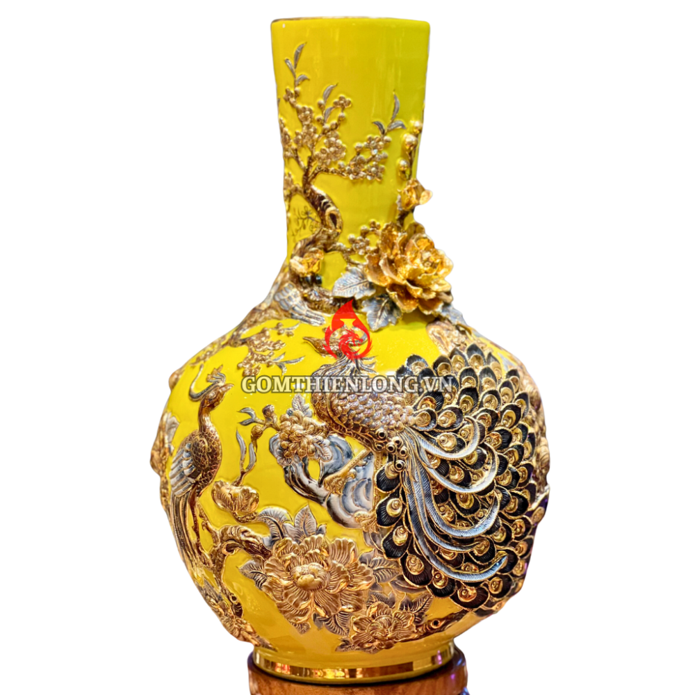 Bình Củ Tỏi Bát Tràng Màu Vàng Công Hoa Phú Quý 231171