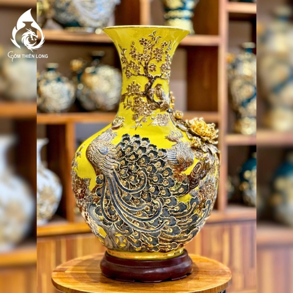 Bình Củ Tỏi Bát Tràng Màu Vàng Công Hoa Phú Quý 231177