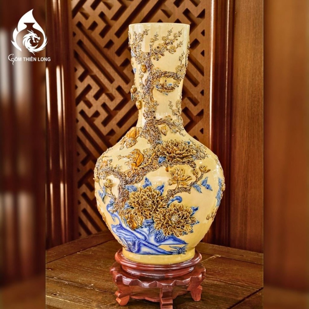 Bình Củ Tỏi Bát Tràng Men Vàng Hoàng Tộc 231193