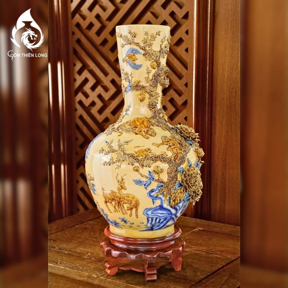 Bình Củ Tỏi Bát Tràng Men Vàng Hoàng Tộc 231193