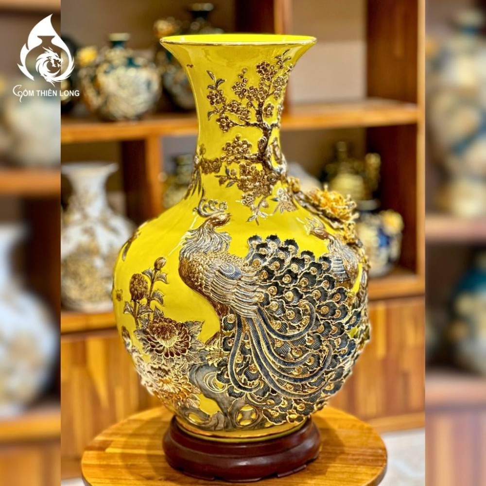 Bình Củ Tỏi Bát Tràng Màu Vàng Công Hoa Phú Quý 231177