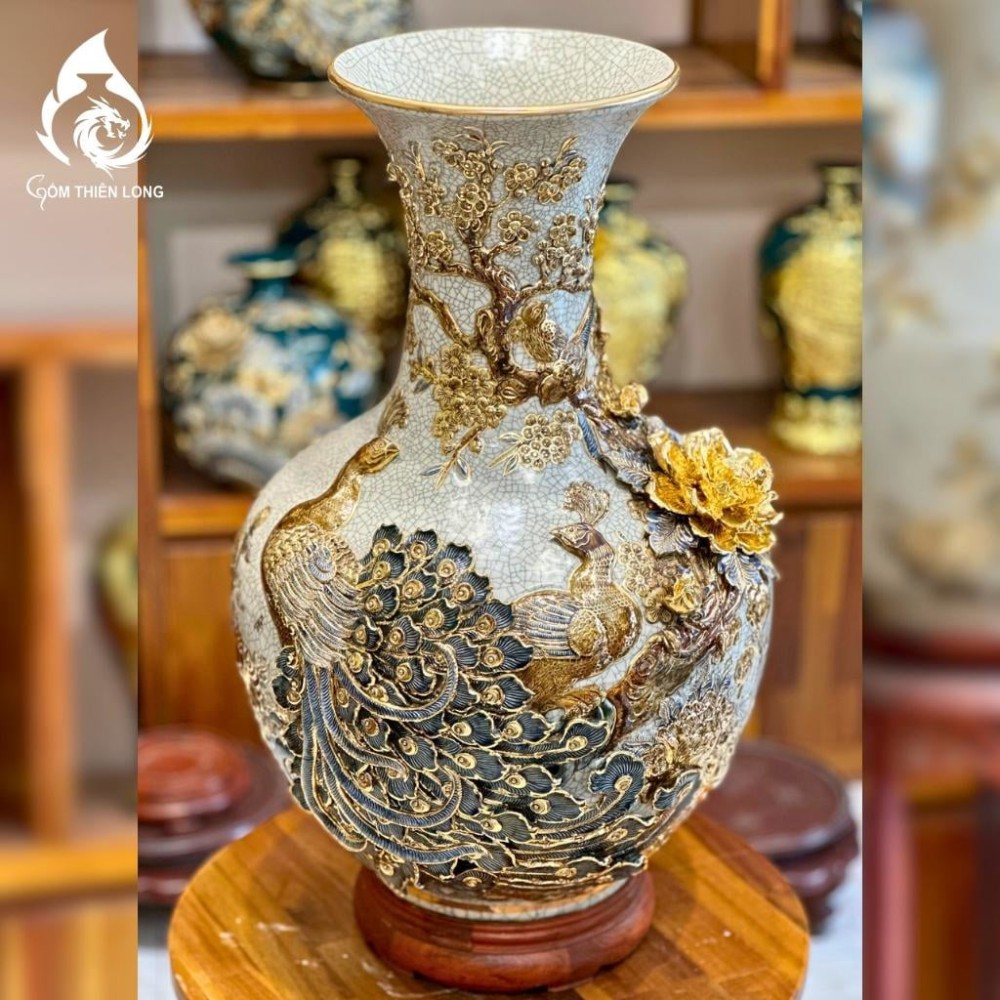 Bình Củ Tỏi Bát Tràng Men Rạn Công Hoa Phú Quý 231178