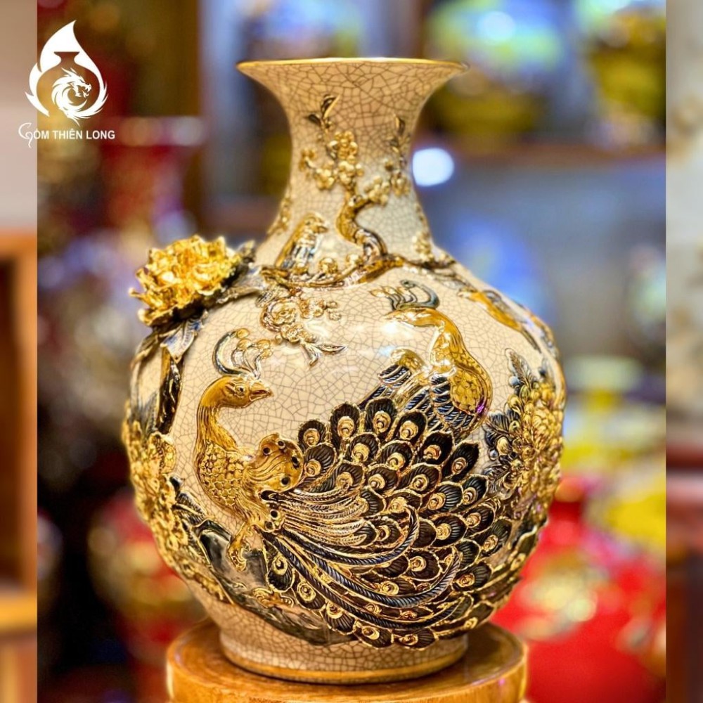 Bình Củ Tỏi Bát Tràng Men Rạn Công Hoa Phú Quý 231178