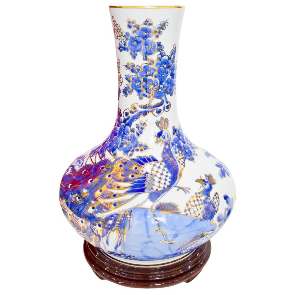 Bình Củ Tỏi Bát Tràng Vẽ Vàng Công Danh Phú Quý 231201