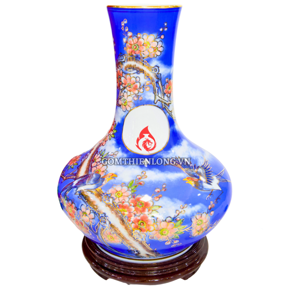 Bình Củ Tỏi Bát Tràng Vẽ Vàng Hỷ Sự Lâm Môn 231202