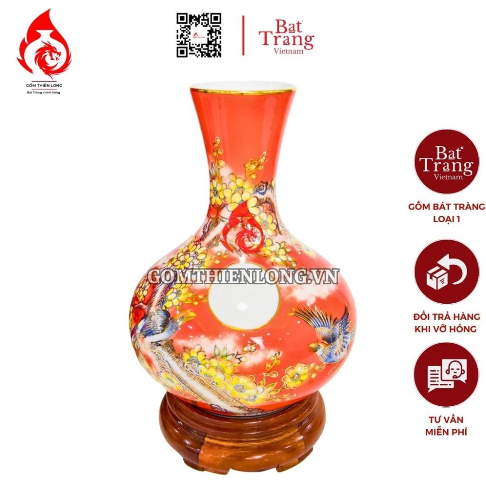 Bình Củ Tỏi Bát Tràng Vẽ Vàng Hỷ Sự Lâm Môn 231197