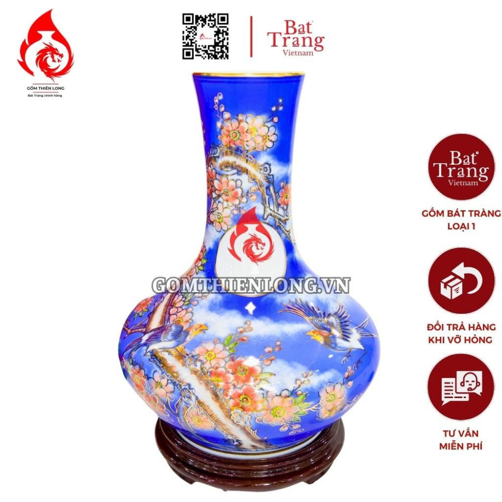 Bình Củ Tỏi Bát Tràng Vẽ Vàng Hỷ Sự Lâm Môn 231202