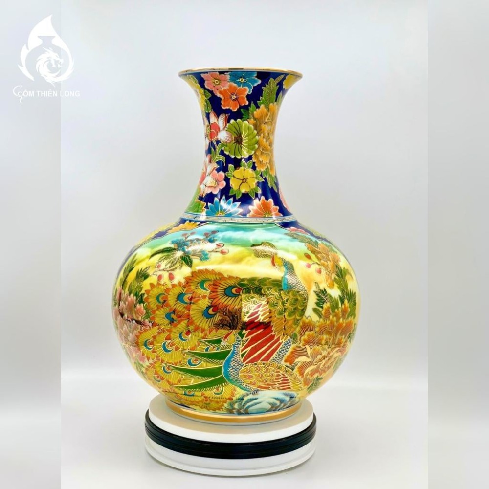 Bình Củ Tỏi Bát Tràng Vẽ Vàng Công Hoa Phú Quý 231185