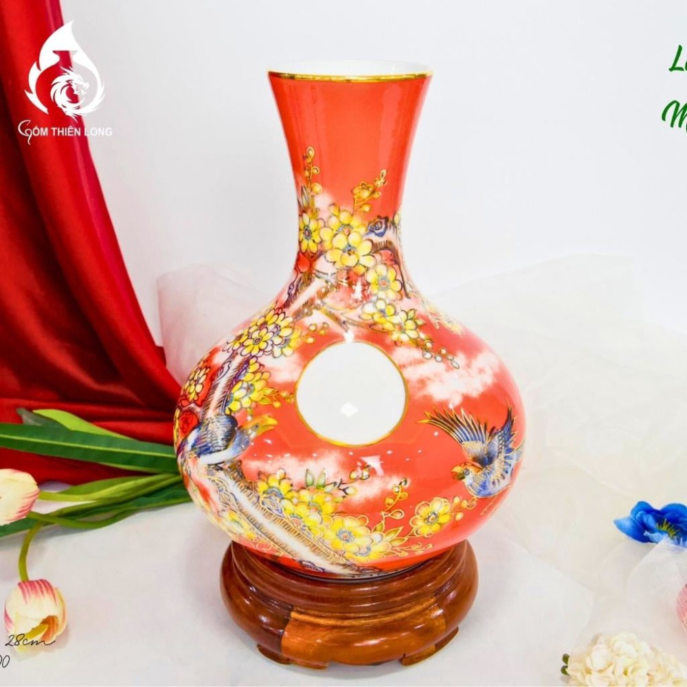 Bình Củ Tỏi Bát Tràng Vẽ Vàng Hỷ Sự Lâm Môn 231197