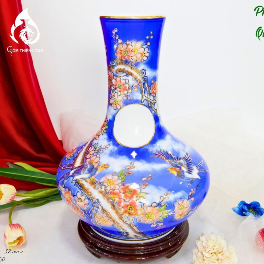 Bình Củ Tỏi Bát Tràng Vẽ Vàng Hỷ Sự Lâm Môn 231202