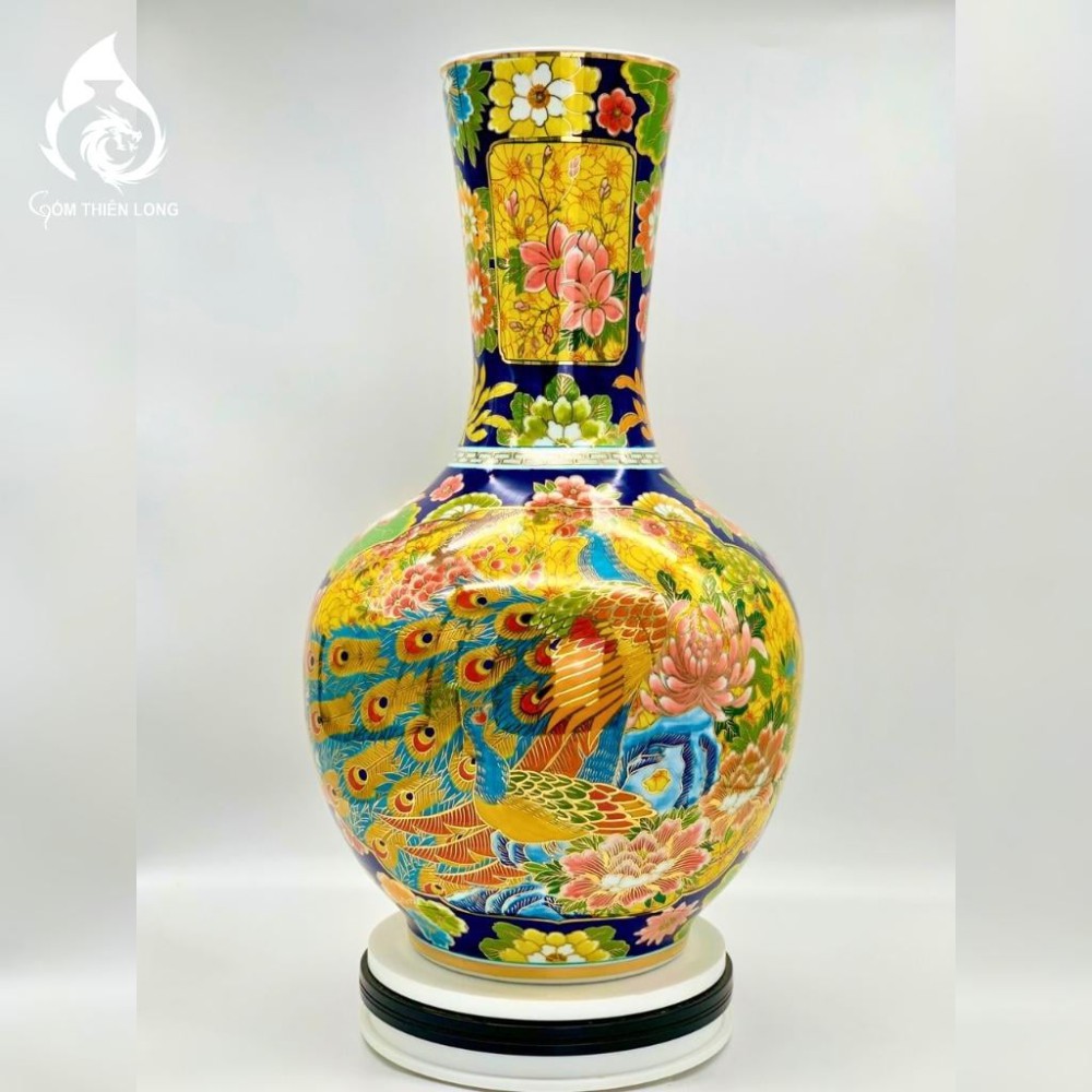 Bình Củ Tỏi Bát Tràng Vẽ Vàng Công Hoa Phú Quý 231186