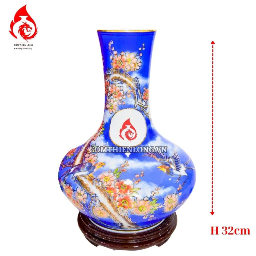 Bình Củ Tỏi Bát Tràng Vẽ Vàng Hỷ Sự Lâm Môn 231202