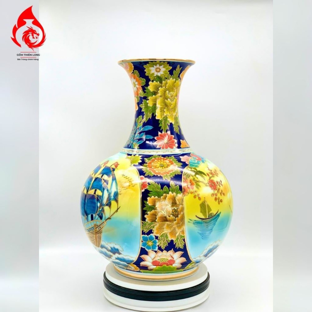 Bình Củ Tỏi Bát Tràng Vẽ Vàng Thuận Buồm Xuôi Gió 231191