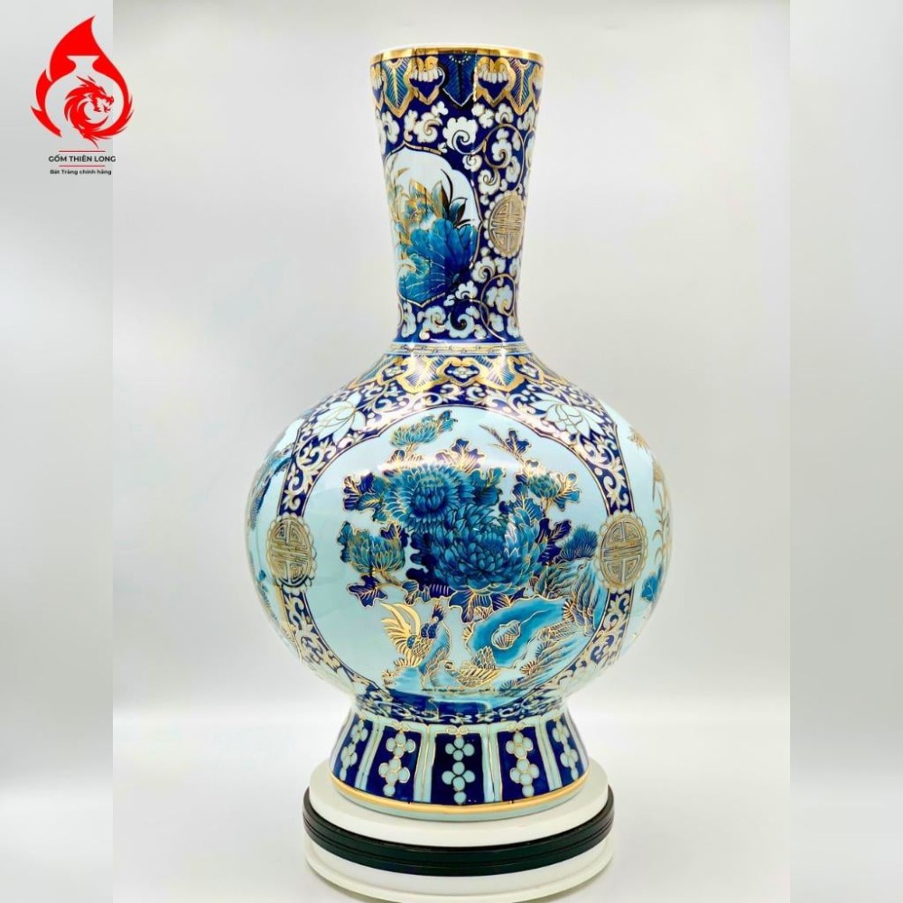 Bình Củ Tỏi Bát Tràng Vẽ Vàng Tùng Cúc Trúc Mai 231192