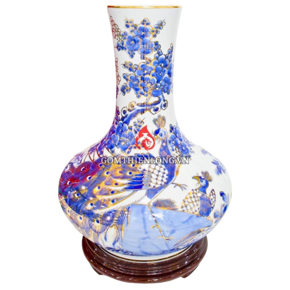 Bình Củ Tỏi Bát Tràng Vẽ Vàng Công Danh Phú Quý 231201