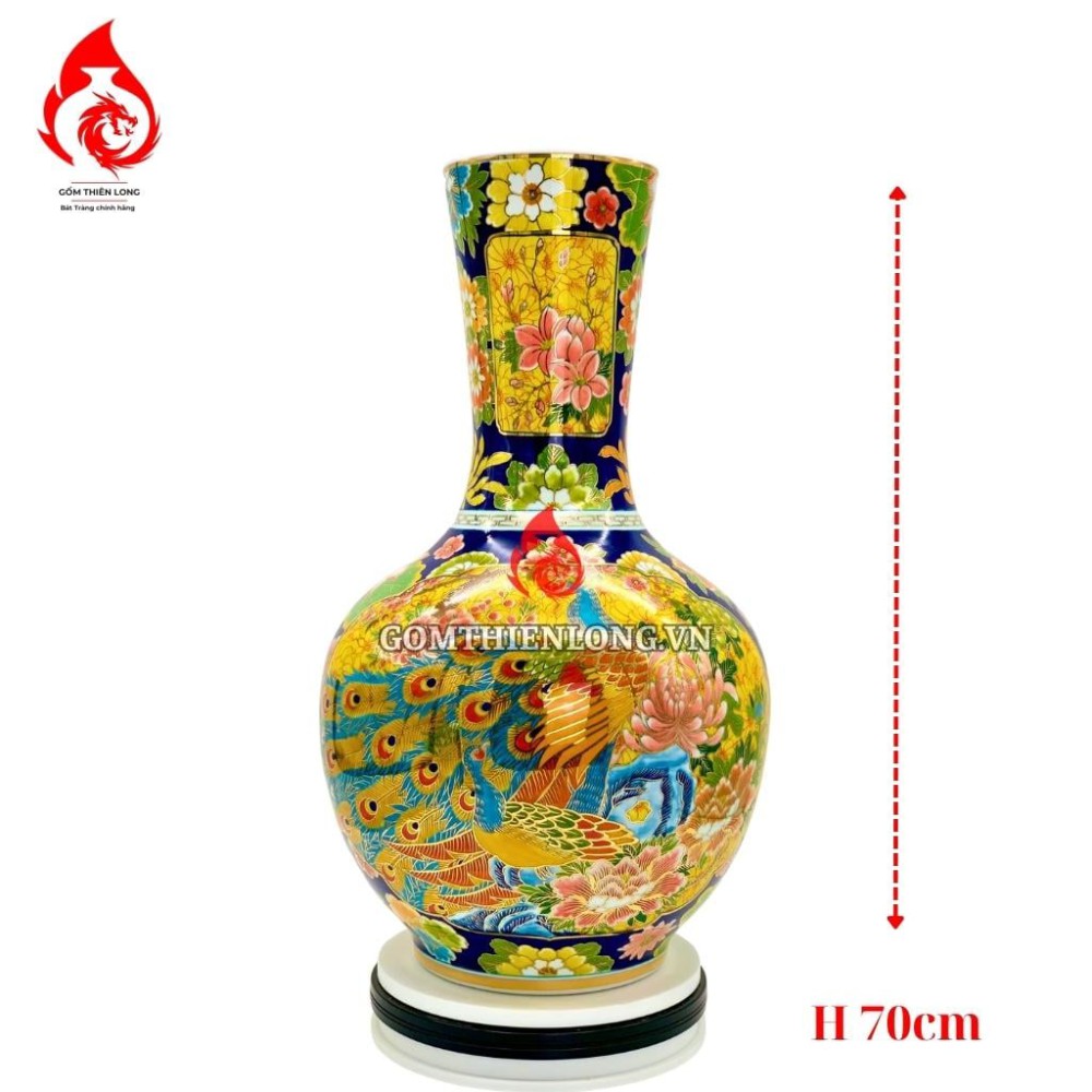 Bình Củ Tỏi Bát Tràng Vẽ Vàng Công Hoa Phú Quý 231186