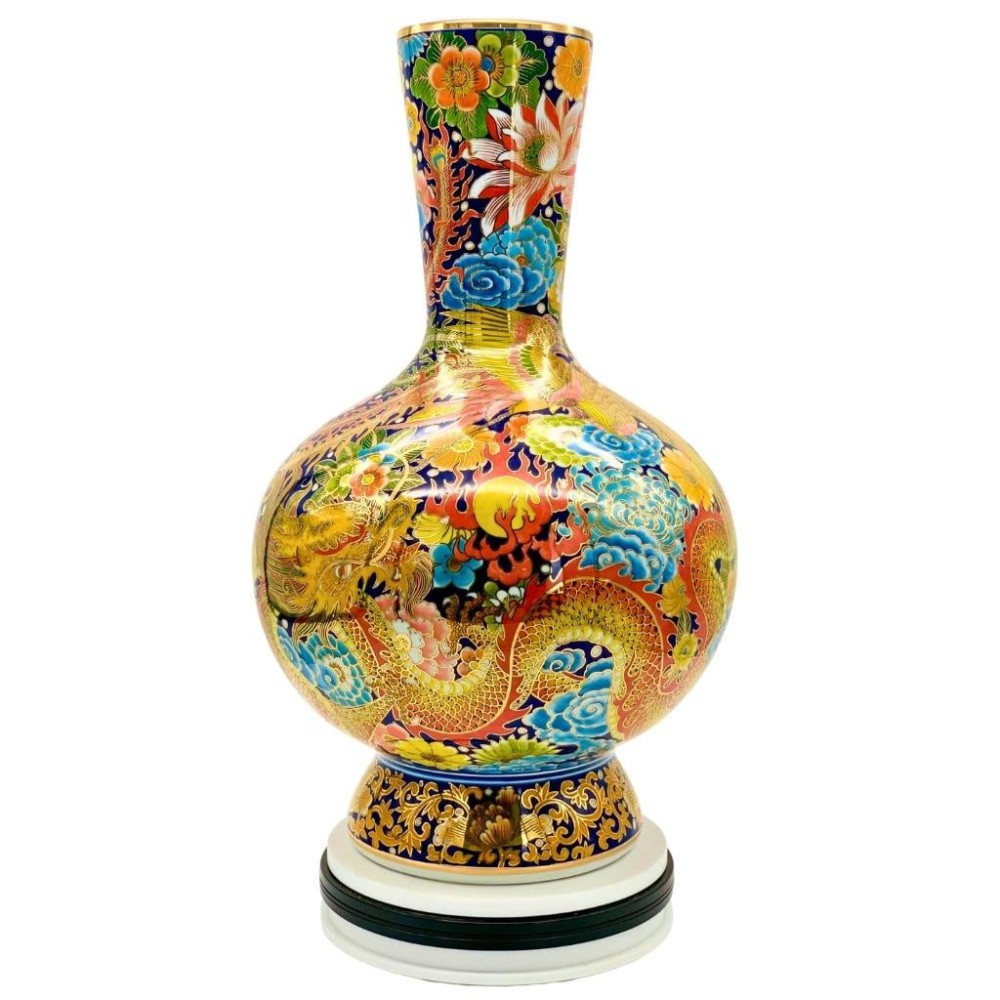 Bình Củ Tỏi Bát Tràng Vẽ Vàng Long Phụng Xum Vầy 231187